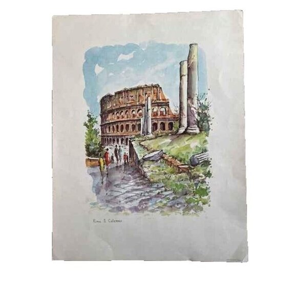 Rome Colosseum Watercolor Print – Vibrant Unframed Wall Decor Italian Wall Decor - Picture 1 of 1